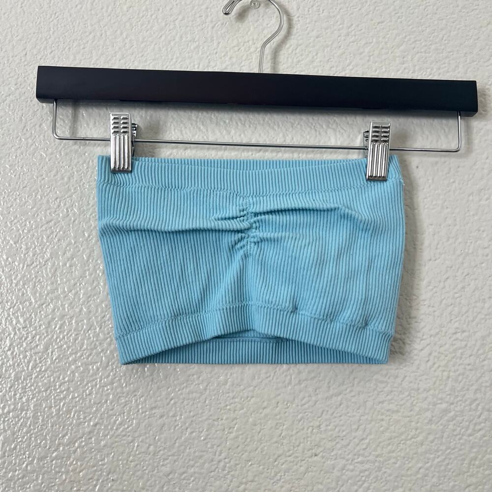 American Eagle ribbed knit bandeau bralette light blue